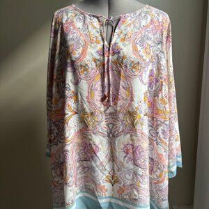 Colorful bohemian Cynthia Rowley blouse 1X